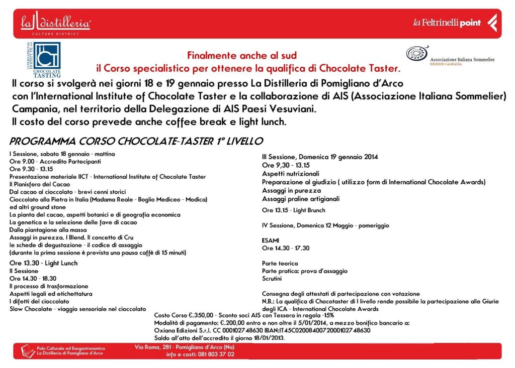 Programma Corso Chocolate Taster